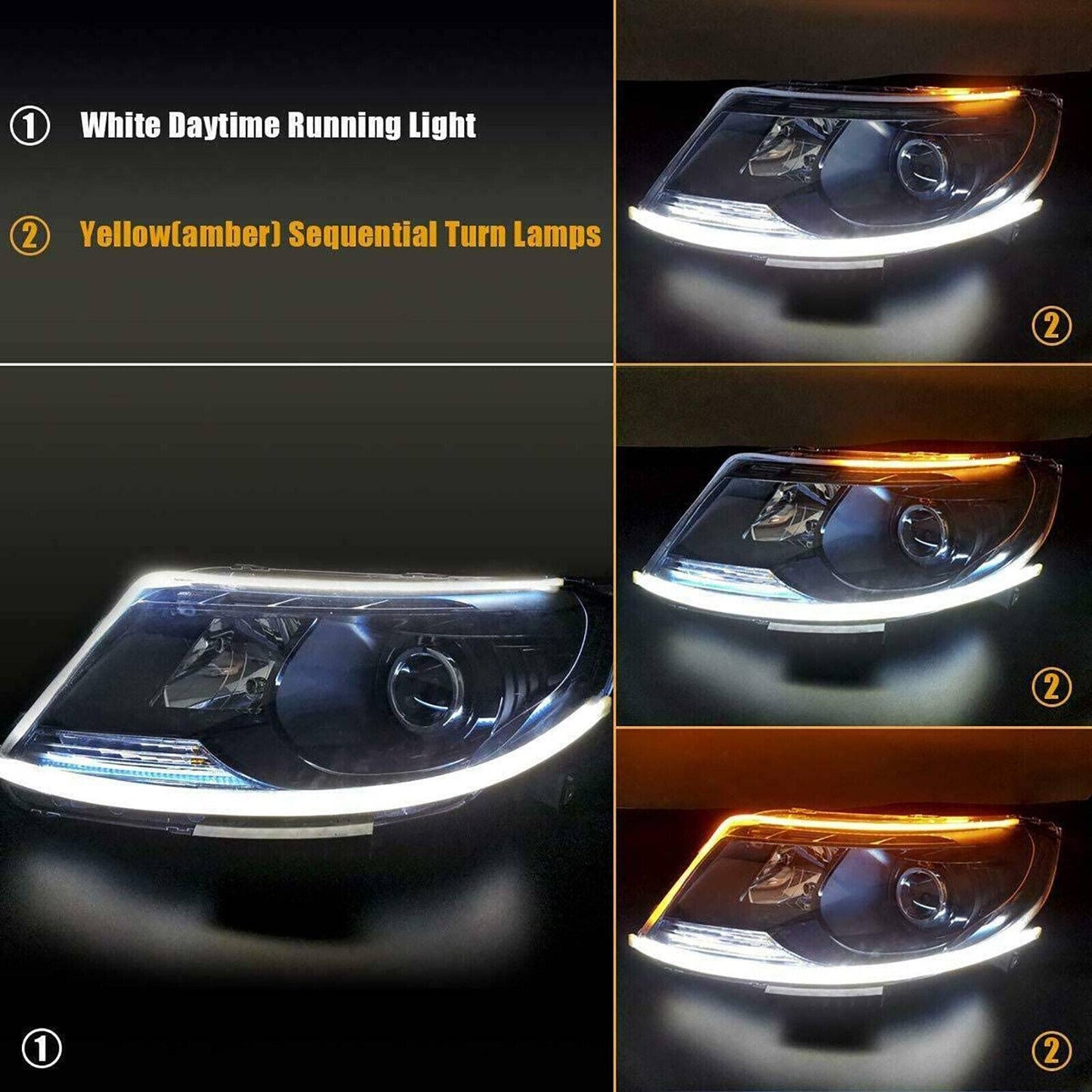 2x Auto LED Blinker Dynamische Streifen DRL Scheinwerfer Tagfahrlicht Lampe 60cm