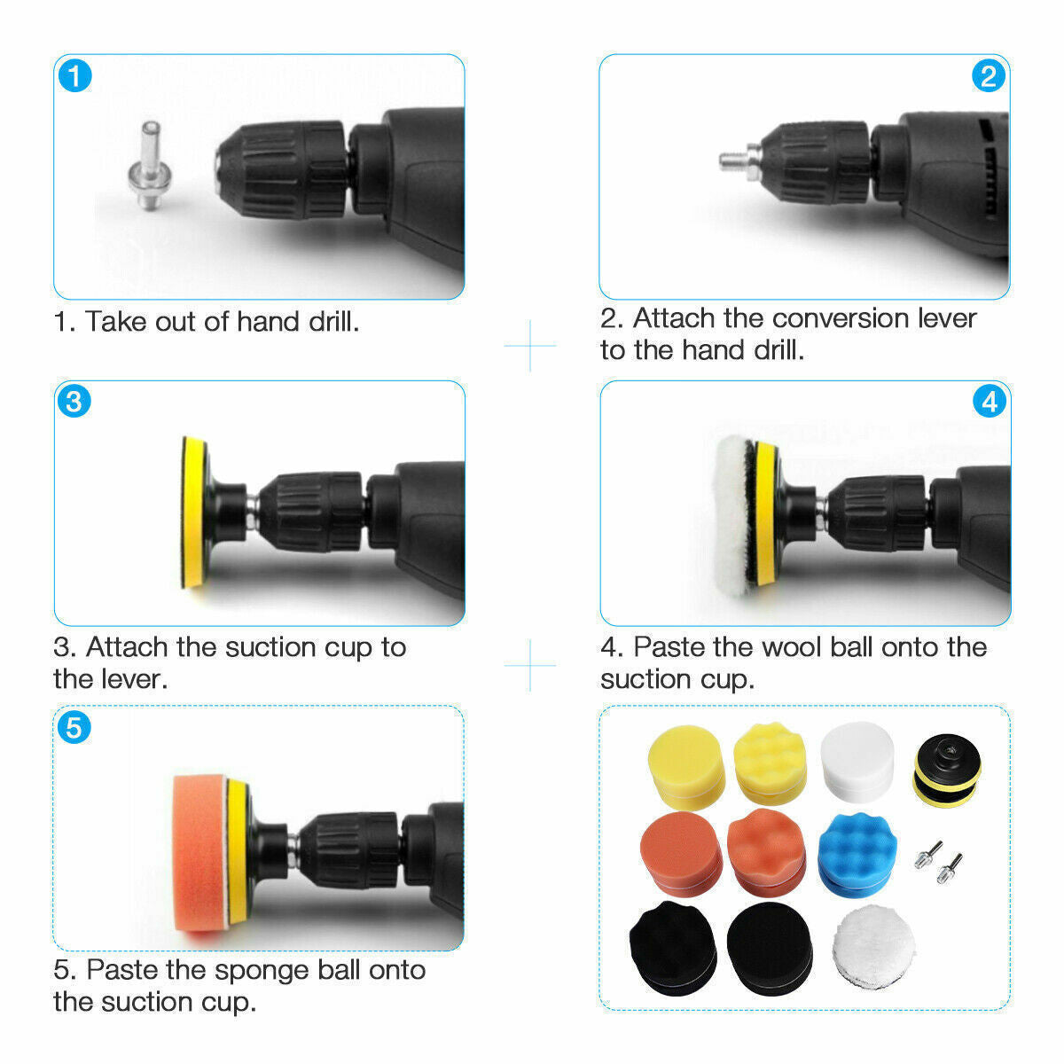 22pcs Set Polishing Polishing Sponge Cordless Screwdriver Polishing Pads Polishing Attachment For Car